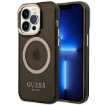 GUESS GUHMP14XHTCMK iPhone 14 Pro Max 6,7" czarny/black hard case Gold Outline Translucent MagSafe