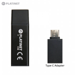 Platinet Super Sale Out - PMFEC32B 2-in-1 32GB USB 2.0  AND  Micro Type-C USB Plug OTG Adapter for Tablet PC and Smartphone, Black