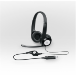 LOGITECH Computer headset H390, built-in microphone, USB Type-A, black