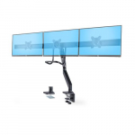 StarTech.com Crossbar Triple Monitor Desk Mount for Up to Three 27in Screens, VESA 75x75/100x100, Tool-Free Arm Adjustments, C-Clamp/Grommet, Spring-Assisted Arm