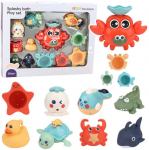 LEAN Toys Crab Bath Toy Set Sea Animals, 12 pieces
