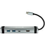 CANYON Multiport Docking Station with 4 ports: 1*Type-C male + 1*Type-C female + 2*USB 3.0 + 1*HDMI. Input: 100-240V. Output: USB-C PD 5-20V/3A AND USB-A 5V/1A. Cable length: 0.12m. Color: Space Gre