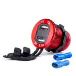 Amio Waterproof phone charger with digital voltmeter 2xUSB 12/24V MOD-11