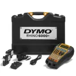 DYMO Rhino 6000+ Industrial Label Maker | Computer Connected Label Maker with Hard Carry Case | Includes 1 Vinyl Tape Cassette, 1 Flexible Nylon Tape Cassette, and Rechargeable Lithium Ion Battery