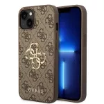 GUESS IPhone 15 6.1" brown | brown hard case with large metal logo