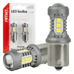 Amio LED bulbs STANDARD BAU15S PY21W 3030 15SMD White 12/24V -05001