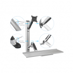 Digitus | Wall Mount | Workstation | Adjustable Height, Tilt, and Swivel | 27" | Maximum Weight Capacity: 6 kg | Silver