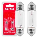 Amio Halogen bulbs C5W Festoon SV 8.5-8 36mm 12V 2pcs blister