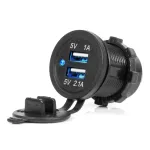 Amio Waterproof Phone Charger with BLUE LED Indicator 3.1A 2xUSB 12/24V -04216