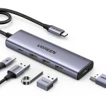 UGREEN Multifunctional HUB 5in1 USB-C - HDMI 1.4 | 3 x USB-A | USB-C PD 100W CM511 - gray