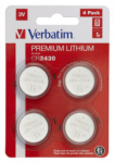 Verbatim CR2430 Premium Lithium Batteries, 4-Pack