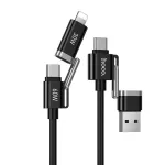 Cable 4w1 USB A/USB C to USB C/Lightning Hoco 3A 60W 1.2 m U155 black