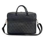 GUESS PU 4G Stripe Metal Logo Computer Bag 14" Black