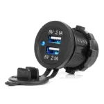 Amio Waterproof Phone Charger with BLUE LED Indicator 4.2A 2xUSB 12/24V -04217
