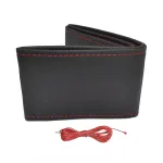 OTOM Perforated stitching steering wheel cover, black with red thread, 38-39 cm