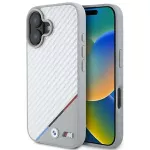 BMW BMHMP16S23PUDTS iPhone 16 6.1" grey hardcase | M Carbon Tricolor Line MagSafe