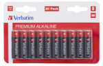Verbatim AA Premium Alkaline Batteries, 20-Pack, 1.5V