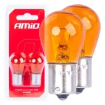 Amio Halogen bulbs PY21W BAU15S 12V AMBER 2pcs blister