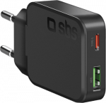 SBS PD Reiselader UltraSlim 45W USB/USB-C GaN black