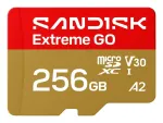 SANDISK Micro SD card Extreme GO 256GB / SDSQXGN-256G-GN6MN Gold, red
