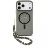 GUESS Case IML Glitter Pearl Strap MagSafe for iPhone 18 Pro Max / 17 Pro Max black