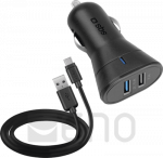 SBS Car charger 12W 2x USB-A 2.1A black + USB-C Ka