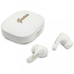 GUESS TWS Script Metal Logo Earbuds - White