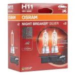 Osram Halogen Bulb H11 12V 55W PGJ19-2 NIGHT BREAKER SILVER+100% /2pcs