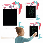 LEAN Toys LCD Writing Tablet with Stylus, Unicorn Design, White