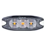Amio Slim Amber Grill Mount Flash Light 3x3W LED R65 R10 12/24V IP67