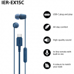 SONY Earbuds | IEREX15C | Wired | In-ear | Microphone | Blue