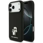 Karl Lagerfeld Case Silicone Karl AND Choupette Metal Pin for iPhone 18 Pro Max / 17 Pro Max black