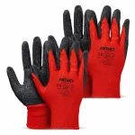 Amio PE Latex coated safety gloves 4 pcs Size 8 (2 pairs), 2121X -04635
