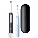 Oral-B | Electric Toothbrush Duo Pack | iO3 Series | Rechargeable | For Adults | 2 Brush Heads Included | 3 Brushing Modes | Matte Black/Ice Blue