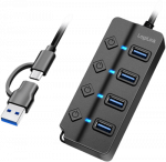Logilink USB 3.2 Gen1 hub 4-port on/off switch black