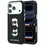 Karl Lagerfeld Saffiano Case with Karl AND Choupette Head Pins AND Logo for iPhone 18 Pro / 17 Pro black