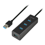 AXAGON HUE-S2BL 4-Port USB 3.0 Charging Hub with 1.2m Cable, Micro-USB Charging