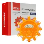 Amio LED safety lights 12SMD+3SMD 10 pcs red -04672