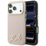 Karl Lagerfeld Case Grained with Resin Signature Logo MagSafe for iPhone 18 Pro Max / 17 Pro Max pink