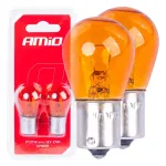 Amio Halogen bulbs PY21W BA15S 12V AMBER 2pcs blister