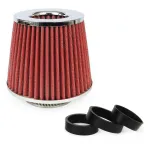 Amio Car Air Conical Filter red/chrome, universal, 3 mounting adapters -01282