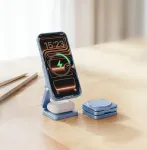 Forcell AluFold Pro 3in1 Qi 2.2 25W Ultra-Fast Wireless Desk Charger for iPhone and Samsung compatible with MagSafe, Apple Watch, Samsung Watch light blue