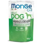 Monge Dog Grill Pouch Adult Chunkies Rich in Lamb with Vegetables 100 g complete wet food for adult dogs with lamb and vegetables, oven-baked chunks