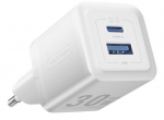 Vention 30W charger with GaN technology, 1x USB-A, 1x USB-C (white)