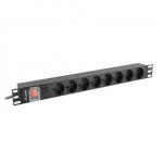 LANBERG 19" 1U Power Distribution Unit (PDU) 16A, 2m, 8 x Schuko outlets | PDU-08F-0200-BK