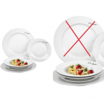 Lamart LT9001 round dining plate set (1 large plate is missing. Damaged packaging)