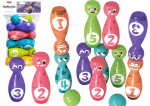 LEAN Toys Bowling set, smiley face balls, assorted colors, 10 pieces