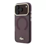 Lacoste Frosted Finish Gold Logo phone case with MagSafe support for iPhone 18 Pro red