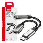 Amio USB-C TO TYPE USB-C + Mini Jack 3.5mm Female Adapter 10cm -04295