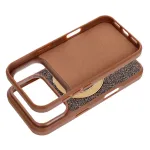 Case for iPhone 14 Quartz Circle Stand Mag Cover brown
